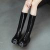 Сигаретные ботинки женские осенние новые однотонные на толстой подошве тонкие маленькие мужские ботфорты до колена женские