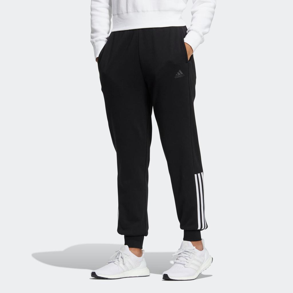 Adidas Three-Stripe Logo Print Joggers Men Bottoms Black HM7060