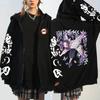 Женская аниме-толстовка с капюшоном Kochou Shinobu Demon Slayer, куртка с длинными рукавами на молнии, большая повседневная куртка Kawai, осень и зима