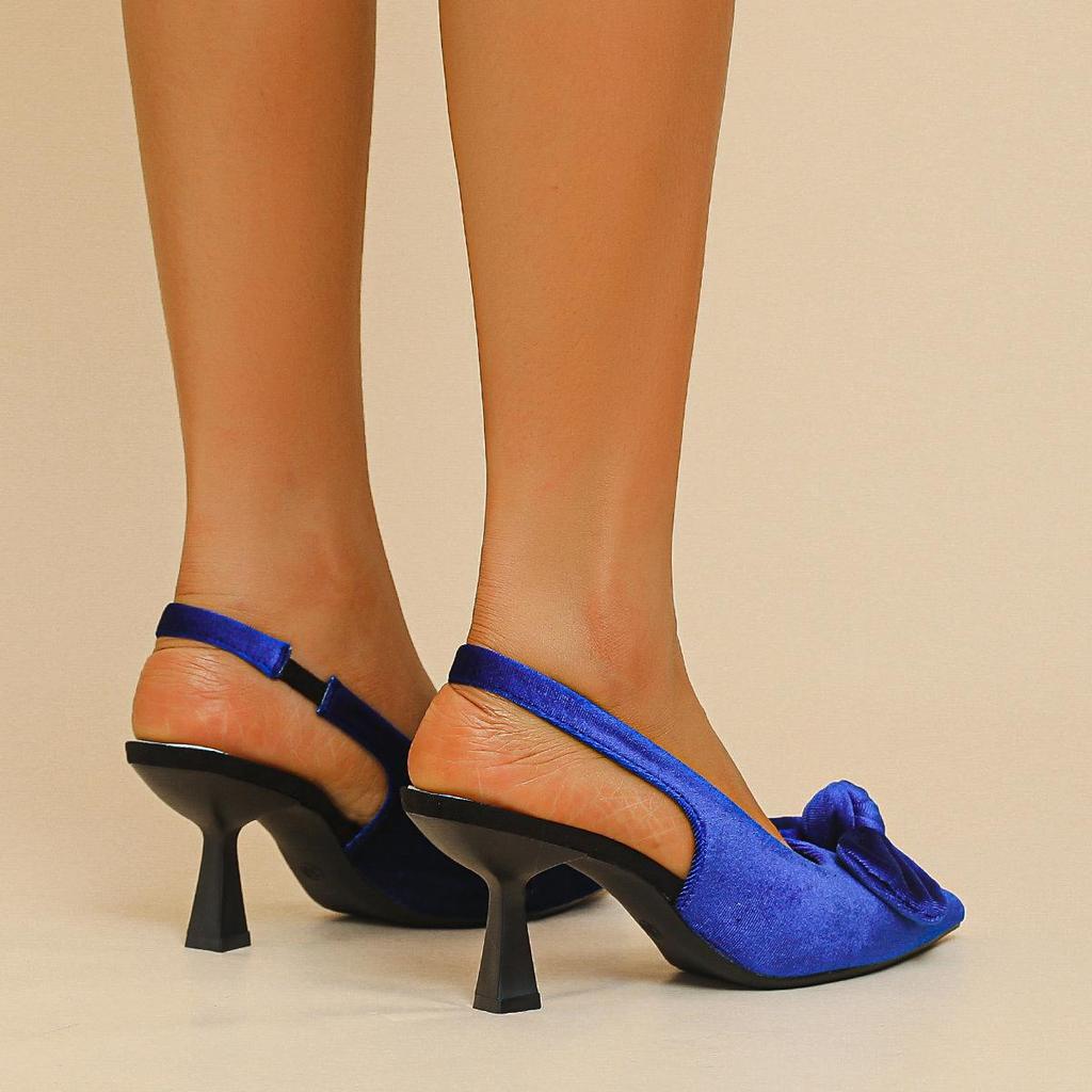 Женские босоножки большого размера на тонком каблуке с острым носком, летние повседневные босоножки на шпильке с бантом, однотонные туфли 36-42