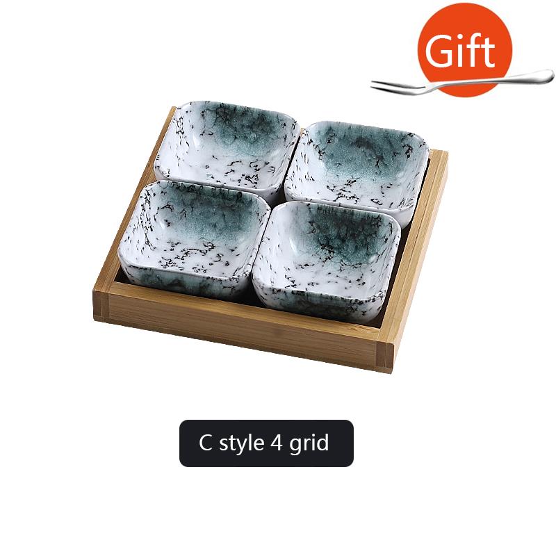 Креативные керамические тарелки для фруктовых закусок, набор для еды, японская посуда INS с подносом, сервировочные блюда, домашняя ваза для фруктов, поднос для закусок