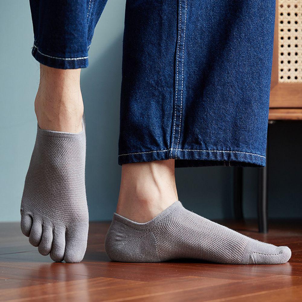 Soft Solid Color Simple Clothing Accessories Five Toes Socks Men Hosiery Cotton Socks Short Socks