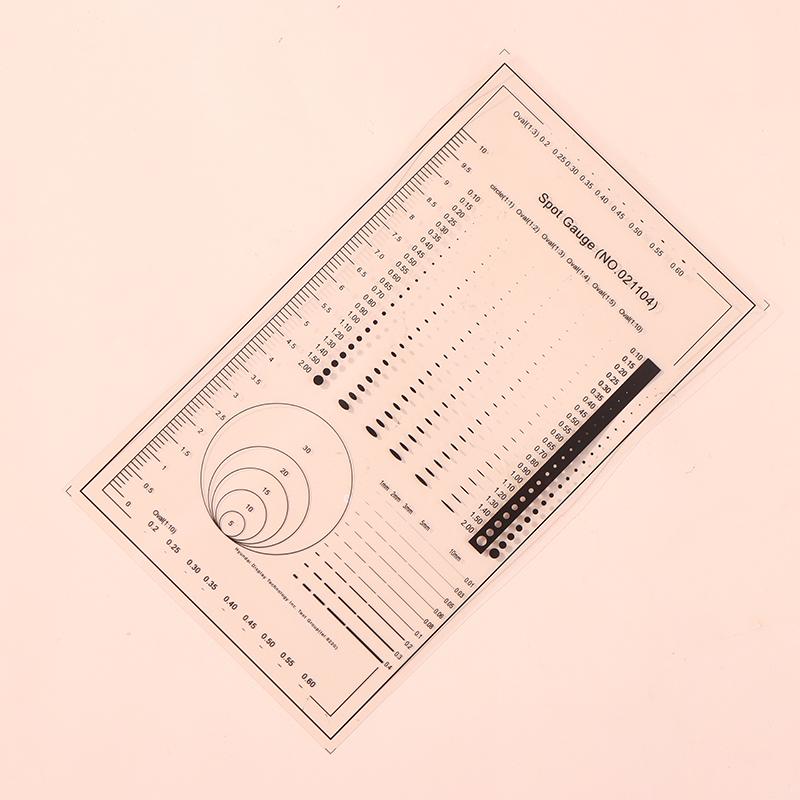 1/2 шт. Сравнительная карта для измерения пятен Линейка Точка Точка Линия Измеритель Поцарапанная область Круг Эллипс Диаметр Ширина Толщина Микрометр