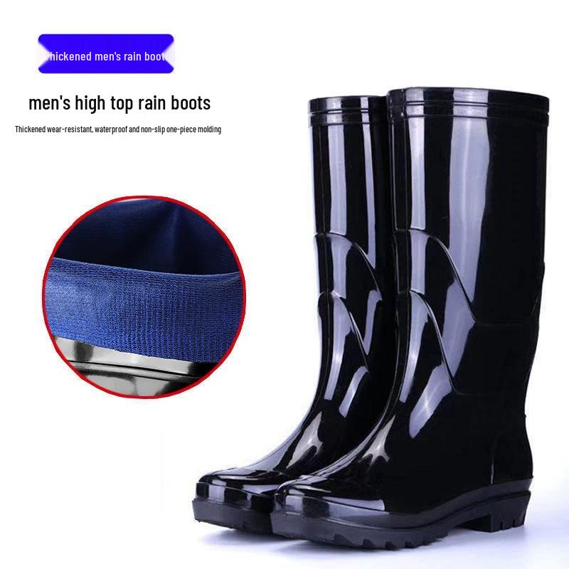 Men's Non-Slip Water-Resistant Work Boots: High-Top, Thick, Durable, Velvet-Lined for Construction and Kitchen Safety