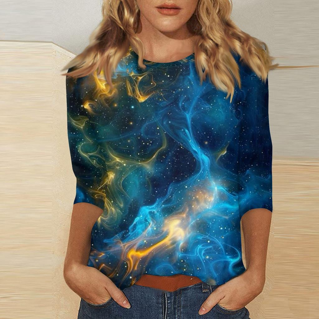 Женская повседневная свободная футболка с круглым вырезом и принтом ко Дню святого Валентина с рукавами три четверти