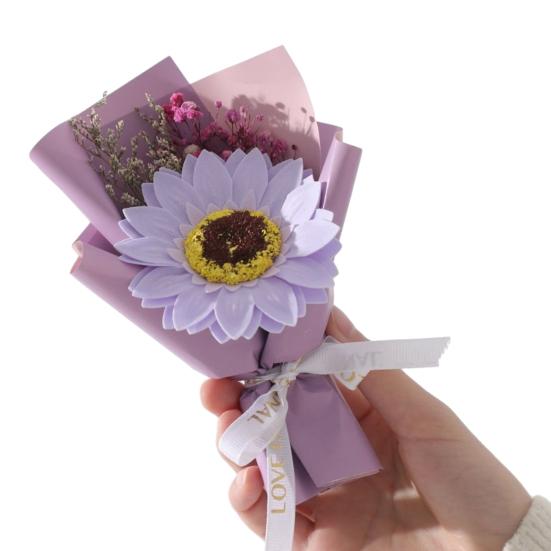 Мини-букет из искусственных мыльных цветов, композиция из искусственных гвоздик/подсолнухов и гипсофилы, подарки на День святого Валентина для женщин, лучшей подруги, девушки