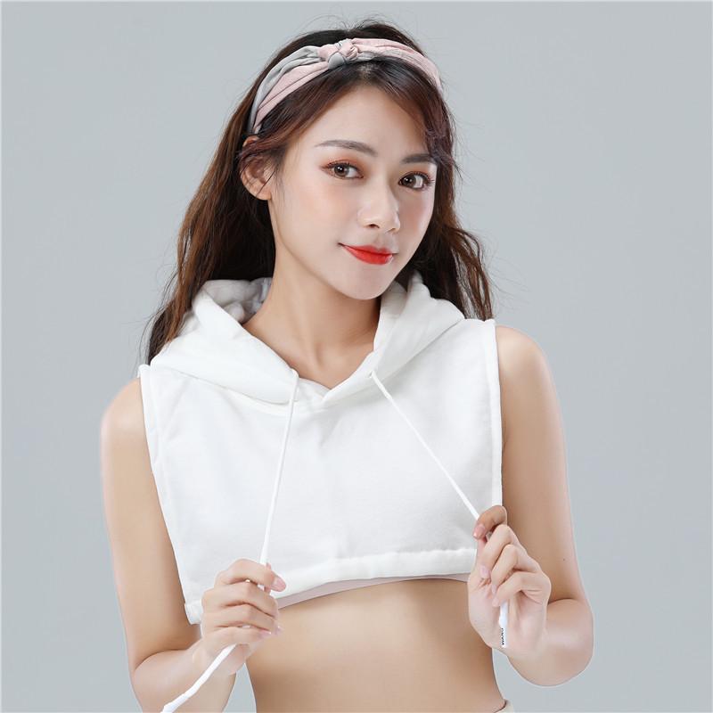 Women Girls Fake Collar with Hoodie Cap Autumn Ladies Half-Shirts Sweater Decorative Sunscreen Hat Clothes Accessories