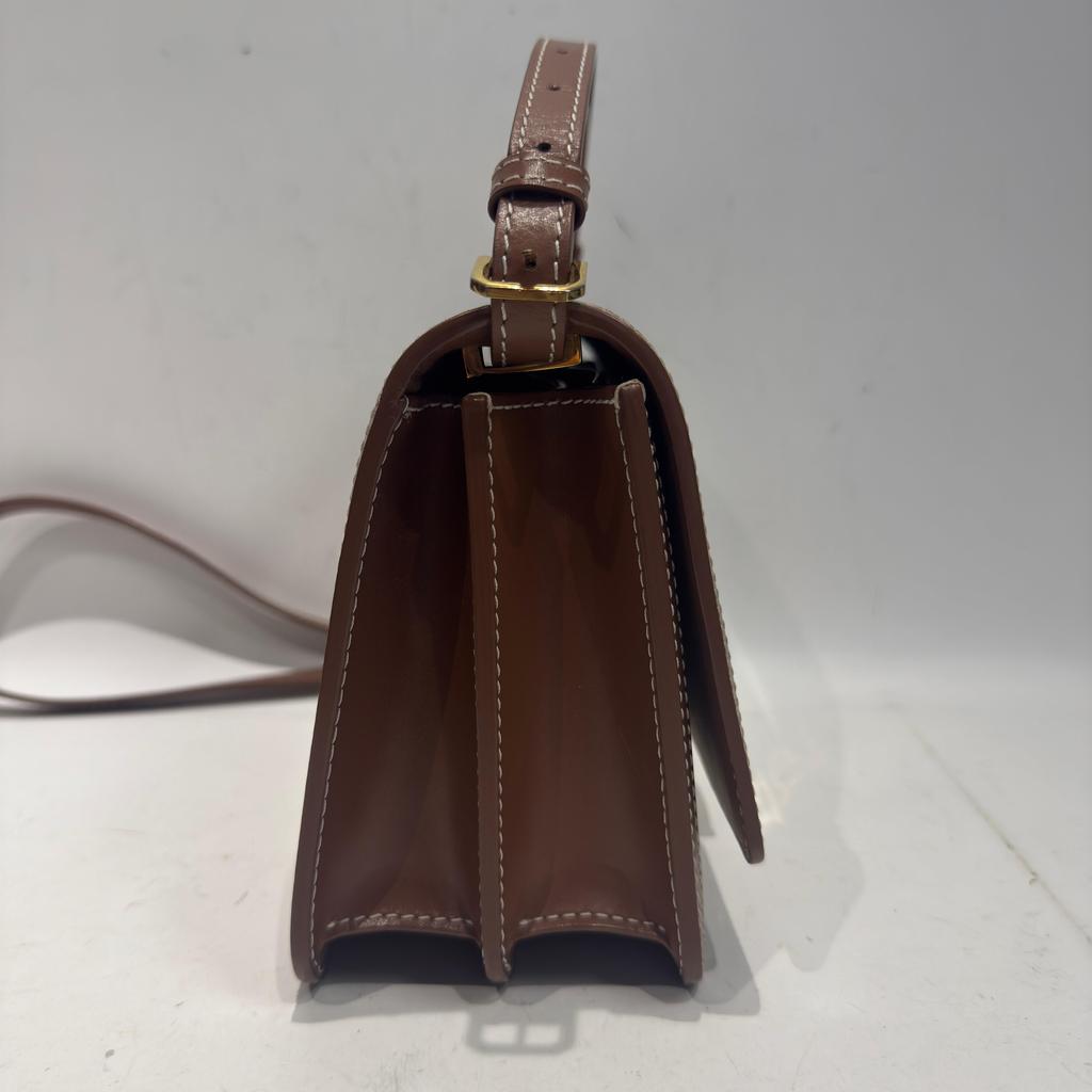 [Pre-Owned] Tb Mini Beige Canvas Shoulder Bag With Gold Hardware - Very Good #EL8Z0X