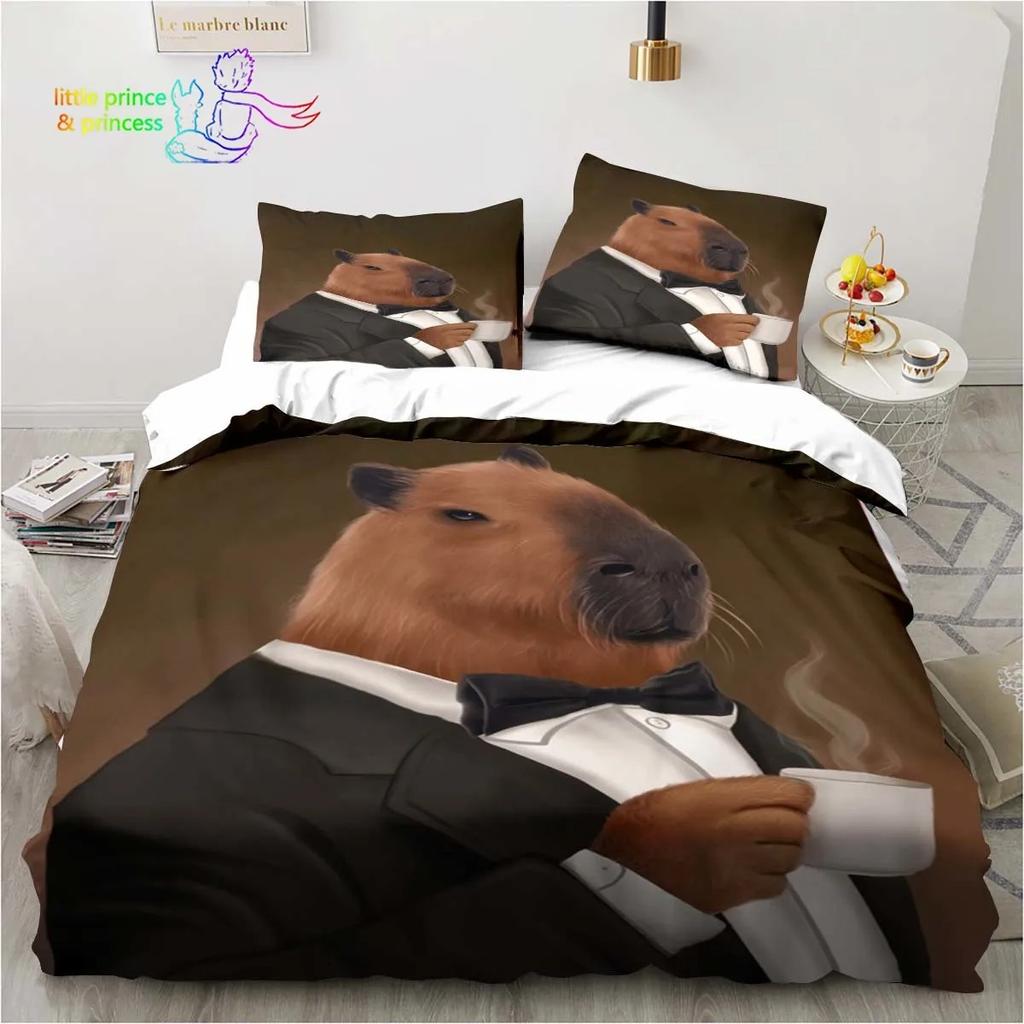 Каваи Милый Животный Капибара Мультяшный Удобный Пододеяльник Наволочка Постельное Белье Детская Спальня Декор Домашний Текстиль