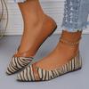 2024 Fashion New Woman Brown Stripe Shallow Pointed Toe Flats for Women's Walking Designer Casual Flat Shoes Zapatos De Mujer