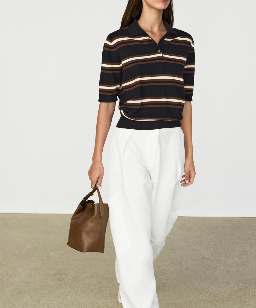Masimodutti Поло в полоску из 100% хлопка, вязаное
