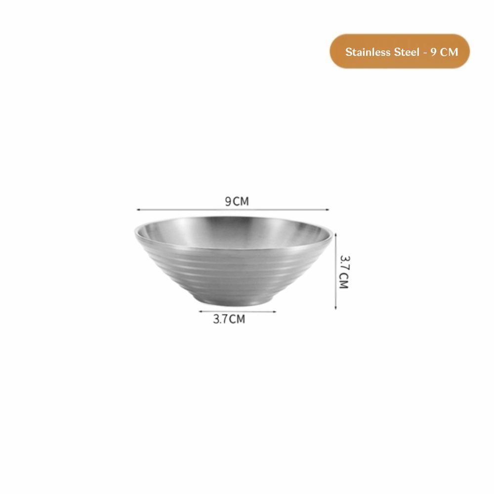 New 304 Stainless Steel Bamboo Hat Bowl Double Anti Scalding Japanese Bowl Threaded Ramen Bowl Pickled Cabbage