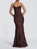 Женское strapless вечернее платье-рыбка золотой вышивкой светло-желтого цвета