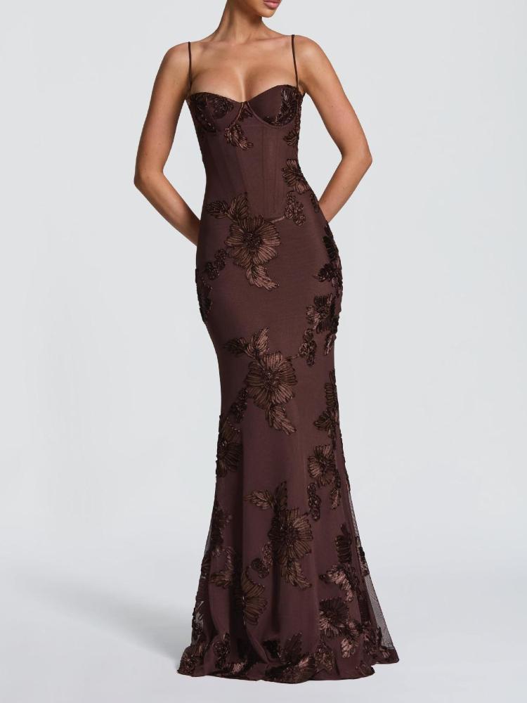 Женское strapless вечернее платье-рыбка золотой вышивкой светло-желтого цвета