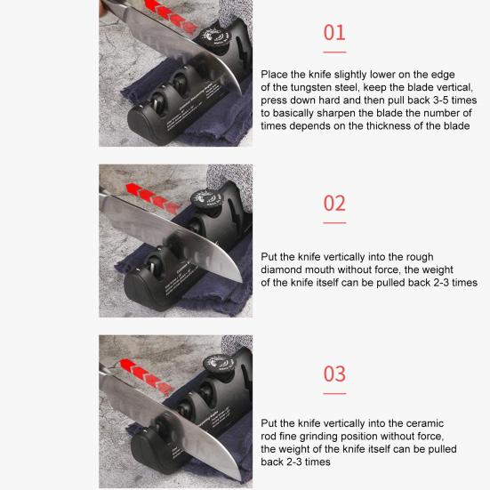 4-в-1 точилка для ножниц, кухонных ножниц, регулируемый угол заточки, руководство