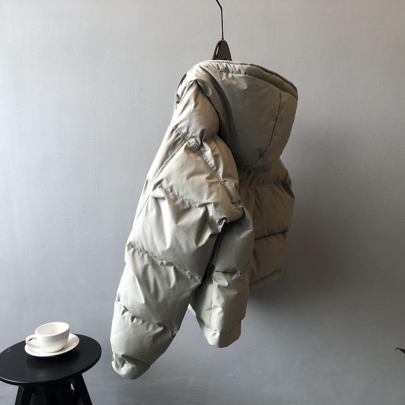 Solid Women's Winter Down Jacket Hooded Collar Short Single-Breasted Coat Preppy Style Parka Ladies Chic Outwear Female