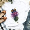 Women Lady Floral Watercolor Bee Fashion Casual 90s Print T Tee Womens Tshirt For Female Shirt Clothes Top Graphic T -Shirt