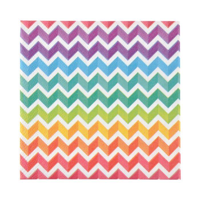Lot de 20 serviettes papier arc en ciel 25 cm