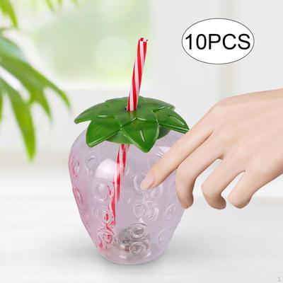 10x кружек-непроливаек с клубникой и трубочкой для детей на гавайском языке на день рождения, прозрачный