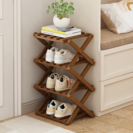 Экономящий место деревянный органайзер для обуви, складная полка для обуви, угловая, устойчивая конструкция, большой размер
