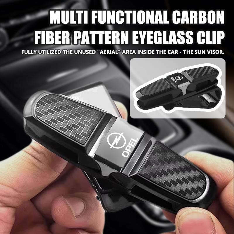 Автомобильный держатель для очков из углеродного волокна, зажим на солнцезащитный козырек, органайзер для карт и билетов для Opel Insignia Astra G J F K Vectra C H Corsa C B D Omega