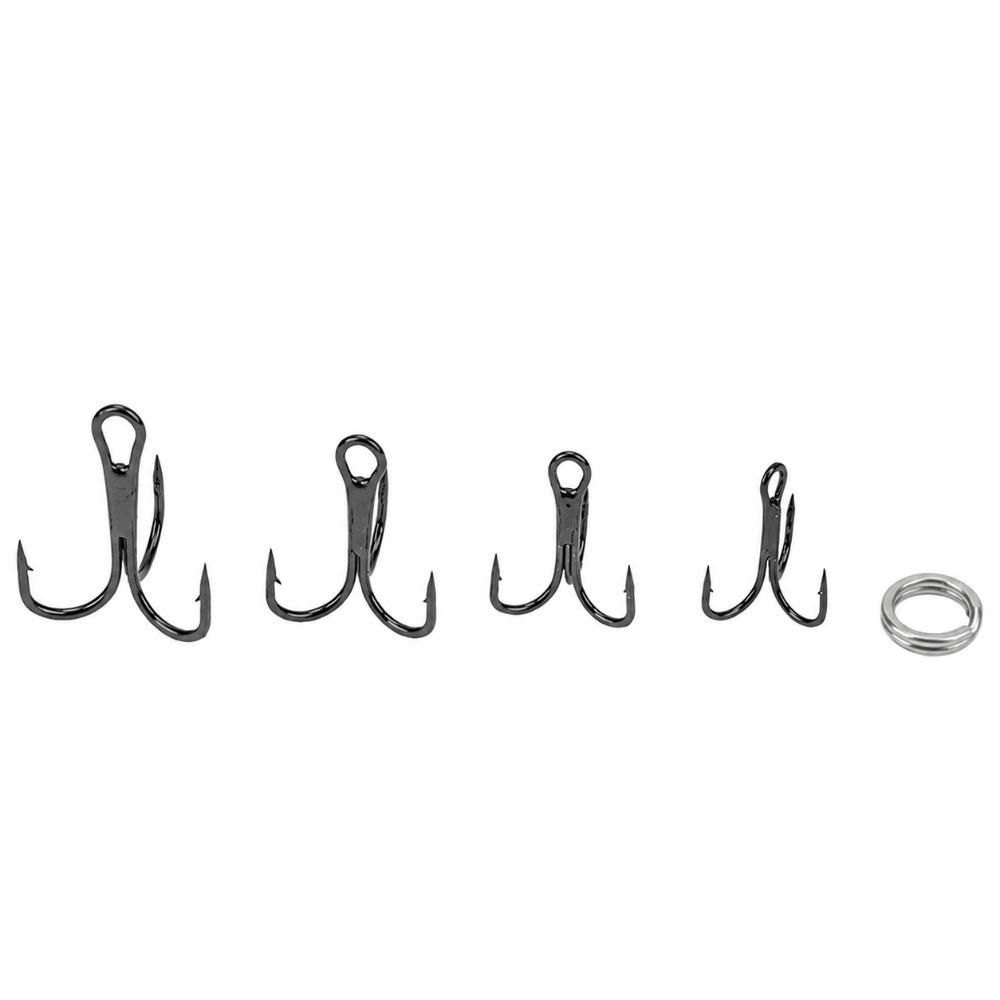 100PCS with Double Split Rings Treble Fishing Hooks Fishing Hooks Kit  Freshwater Fishing