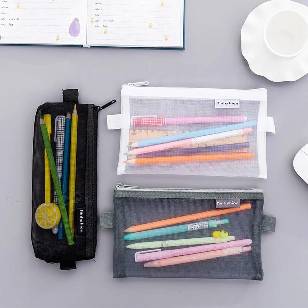 Supplies High Quality Simple Pen Box Nylon Pencil Bag Mesh Pencil Case Pen Bag Case Pencil case