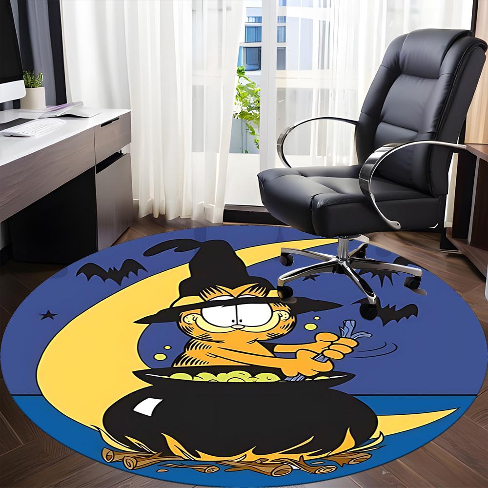 1pc Halloween Garfield Office Round Area Rug,Bedroom Living Room Home Decor, Room Deco a1016096