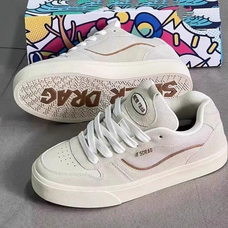 Новые бежевые туфли-флипы на меховой подошве с буквенным принтом, женские универсальные низкие туфли для скейтбординга, дышащая повседневная спортивная обувь на толстой подошве