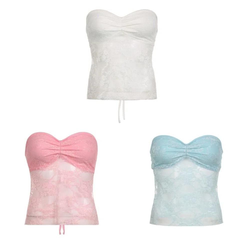 Sweet Lace Bra Camisole Streetwear Tube Tops Korean Strapless Vest Tops Summer