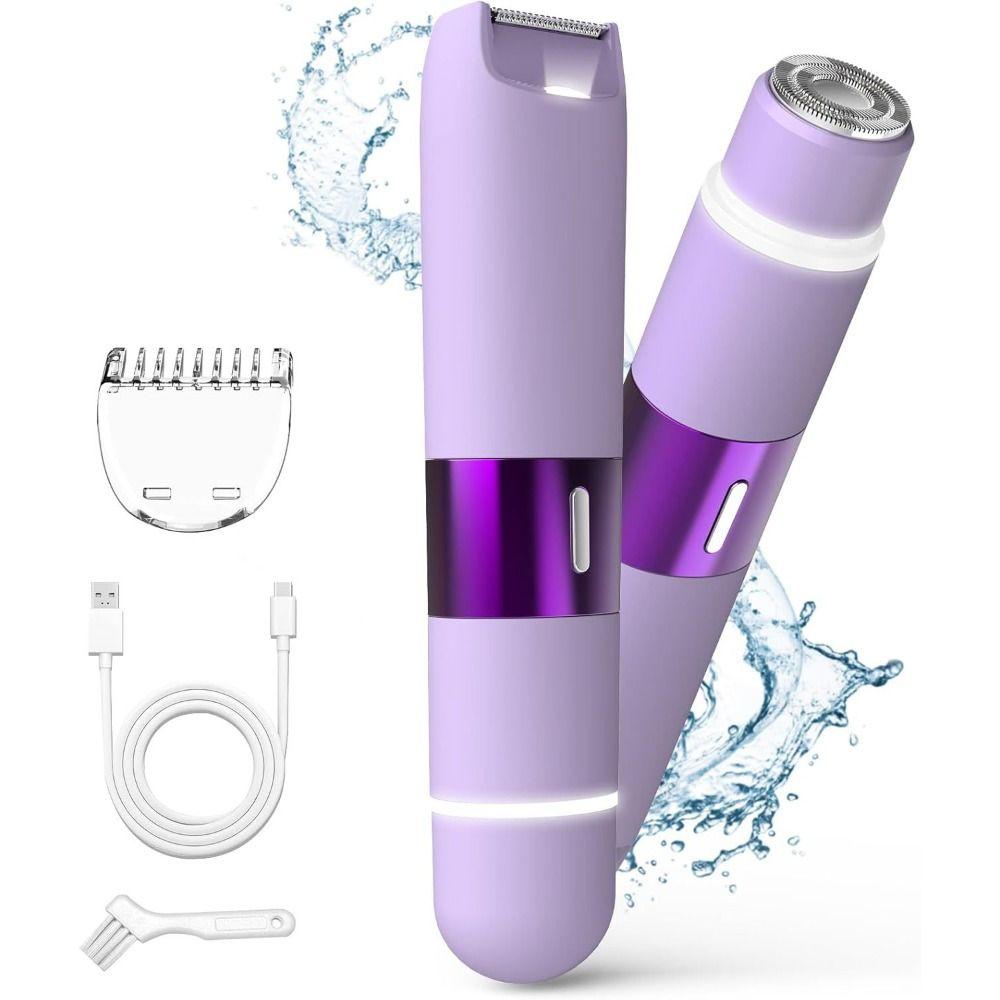 Электробритва 2 в 1, перезаряжаемая через USB, водонепроницаемая, беспроводная, женская, с двойной головкой, триммер для волос, для путешествий
