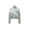 Retro Sports Stand Collar Color Block Jacket Women Jacket Gray IC0189