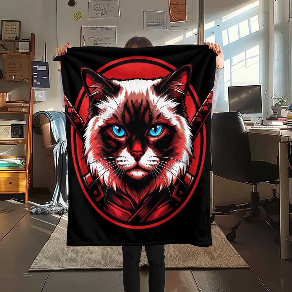 Samurai Muppet Cat Toucan Dog Print Flannel Blanket,High quality Comfortable for All Seasons,Home Decor,Warmth and Comfort,Perfect for Christmas Gifts