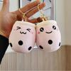 Adorable Plush Fruit Tea Cup Keychain Charming Stuffed Toy Gift In Smiling Camel Color