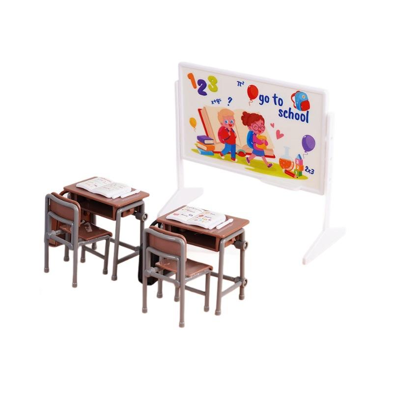 1 Набор Декор для класса Игрушка 1:12 Кукольный домик Миниатюрные парты стулья классные доски книги ранцы модель аксессуары для кукольного домика