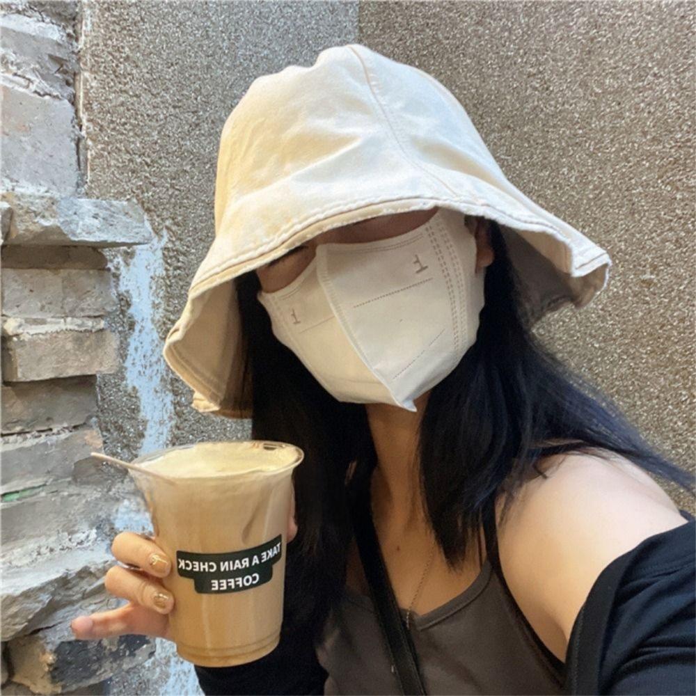 Solid Color Panama Sun Cap Large Brim Cotton Basin Hat Fashionable Outdoor Fisherman Hat Winter
