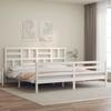 VidaXL Bed Frame with Headboard White 200x200 Cm Solid Wood 3194917