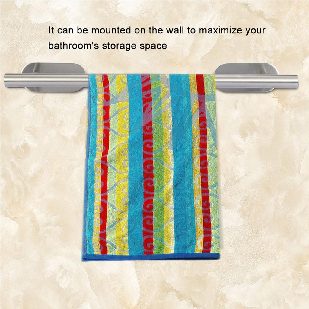 Stainless Steel Rectangle Bathroom Kitchen Single Bar Towel Rack Shelf Holder