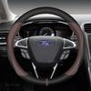 AJW1 Suede Cow Leather Car Steering Wheel Cover Anti-slip 38cm For Ford Focus 2 3 4 MK1 MK2 MK3 MK4 Auto Interior Accessories