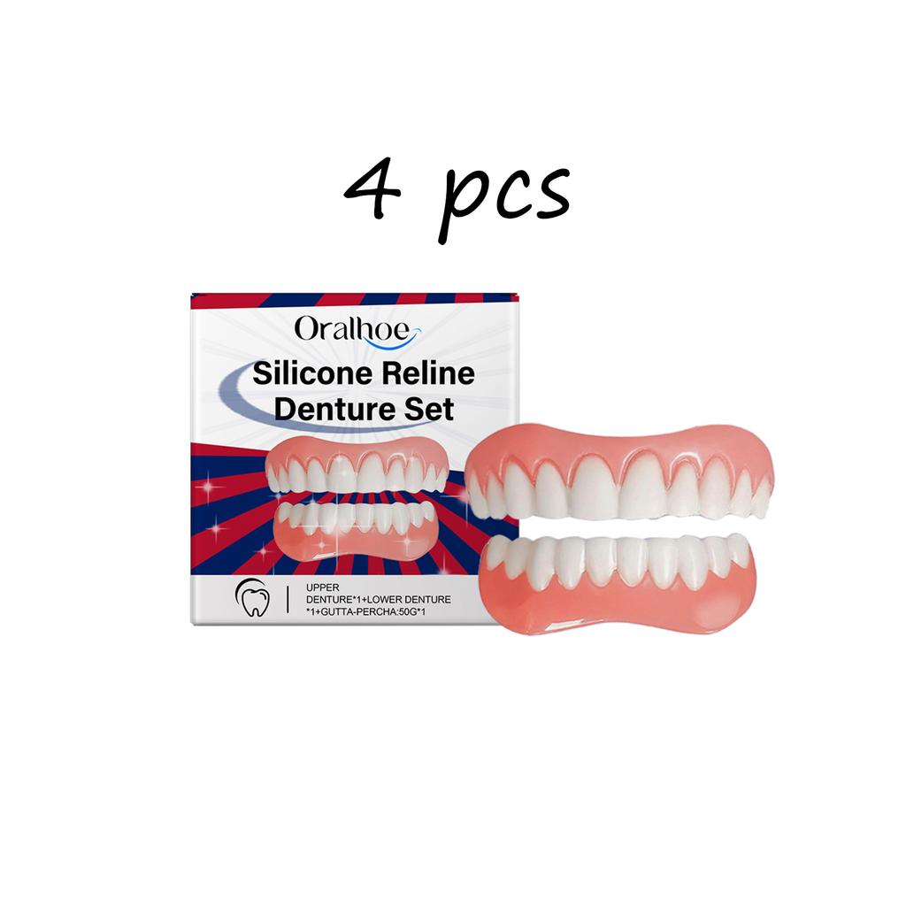 Oralhoe Силиконовый набор для перебазировки зубных протезов для взрослых Женщин Мужчин Регулируемые Верхние Нижние Виниры Облегчение Дискомфорта Зубные Протезы Брекеты