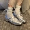 French Dress High Heels Fairy Thick Heel Mary Jane Shoes 2025 Summer New Silver Ballet Thick Heel Shoes