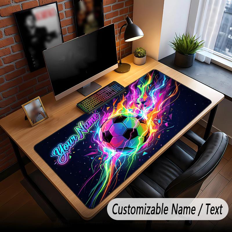 Soccer Theme Custom Mouse Pad Personalized With Name Text Customized Desk Mat For Office Home Decor