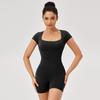 European And American Tight-fitting Sports Jumpsuits With Short Sleeves Square Collar Nude Training Running Yoga Fitness Jumpsuit