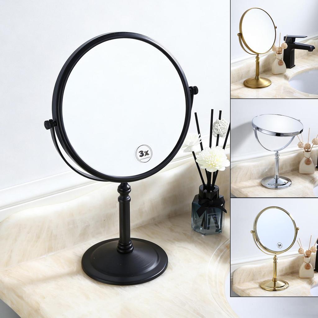 Black Double-Sided Standing Quartz Makeup Mirror for Dressing Table