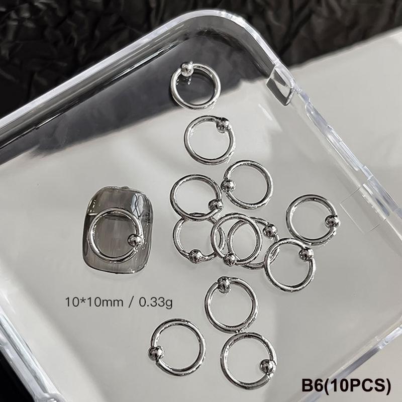10 шт. Смешанный сплав Ретро Круг Ногти Арт Шармы 3D Панк Стиль Черный Серебристый Детали для Ногтей Украшение для Ногтей Маникюр Аксессуары