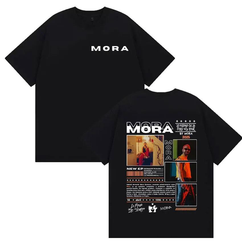 Летний мерч тура рэпера MORA 2025 100% Хлопок Футболка с принтом Мужская Женская Винтажная Высококачественная Мода Хип-Хоп Оверсайз