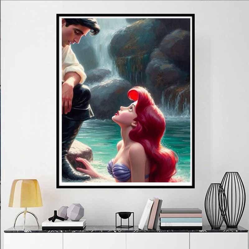 Disney Алмазная живопись Русалочка Иллюстрация 5D DIY Полный круг Алмазная мозаика Мультяшная Вышивка Арт Картина Домашний Декор