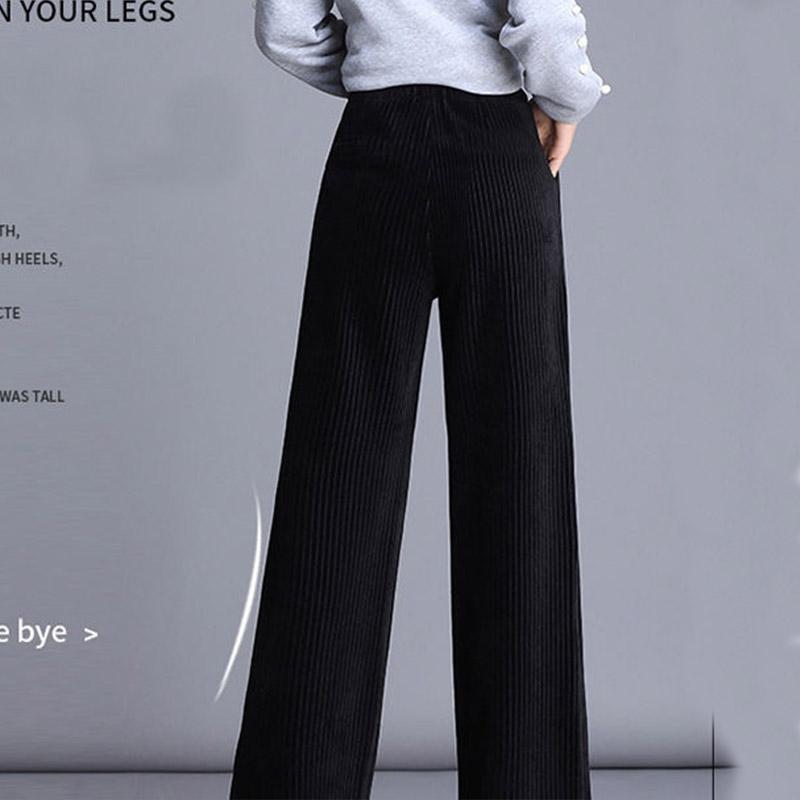 Winter Plus Velvet Corduroy Wide-leg Pants Women's High Waist Drape Thickened Women's Trousers Straight Loose Large Size Pants
