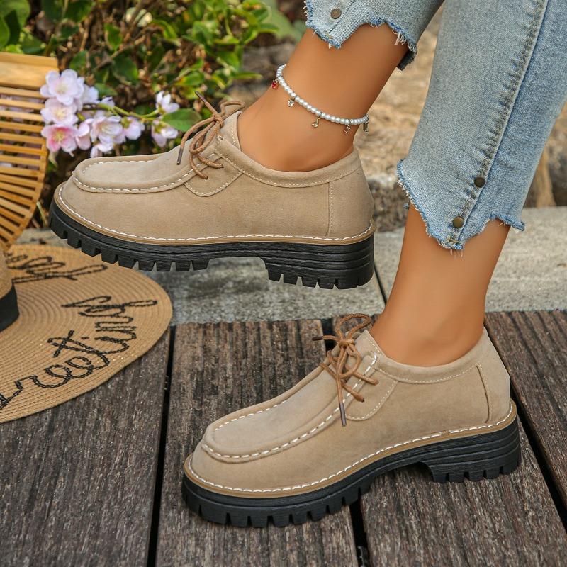 Женские Оксфорды на Толстом Каблуке Широкой Полноты - Дерби в Рабочем Стиле на Шнуровке для Осени, Ретро Британские Броги