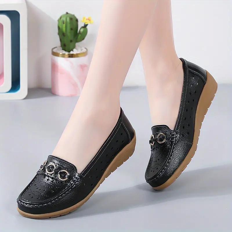 Women Shoes Flats Wedges Slip On Casual Genuine Leather Loafers
